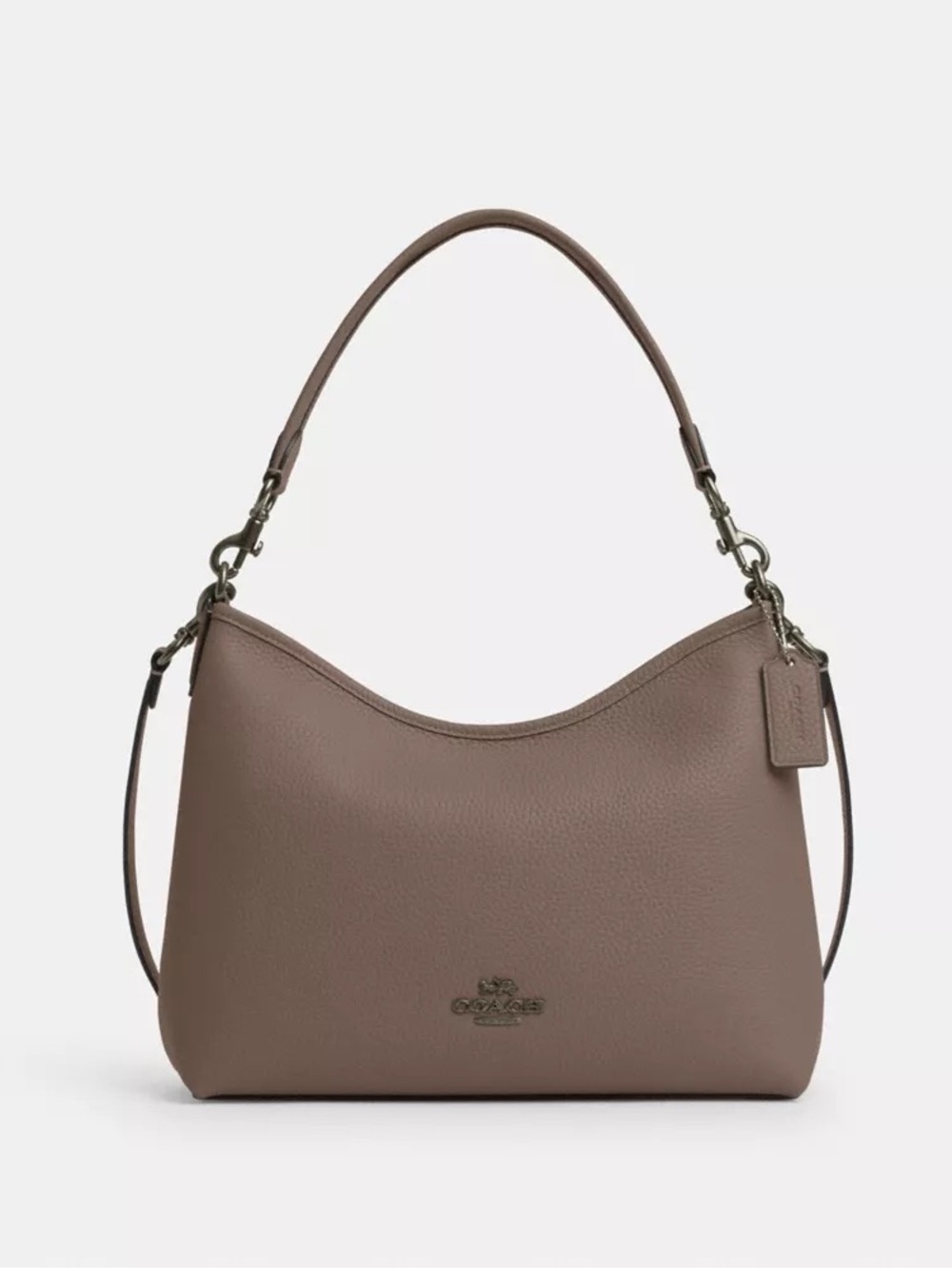 Coach Pebbled Leather Laurel Shoulder Bag in Dark Stone